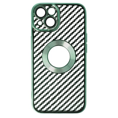 Husa iPhone 14, Carbon Fiber TPU, Verde